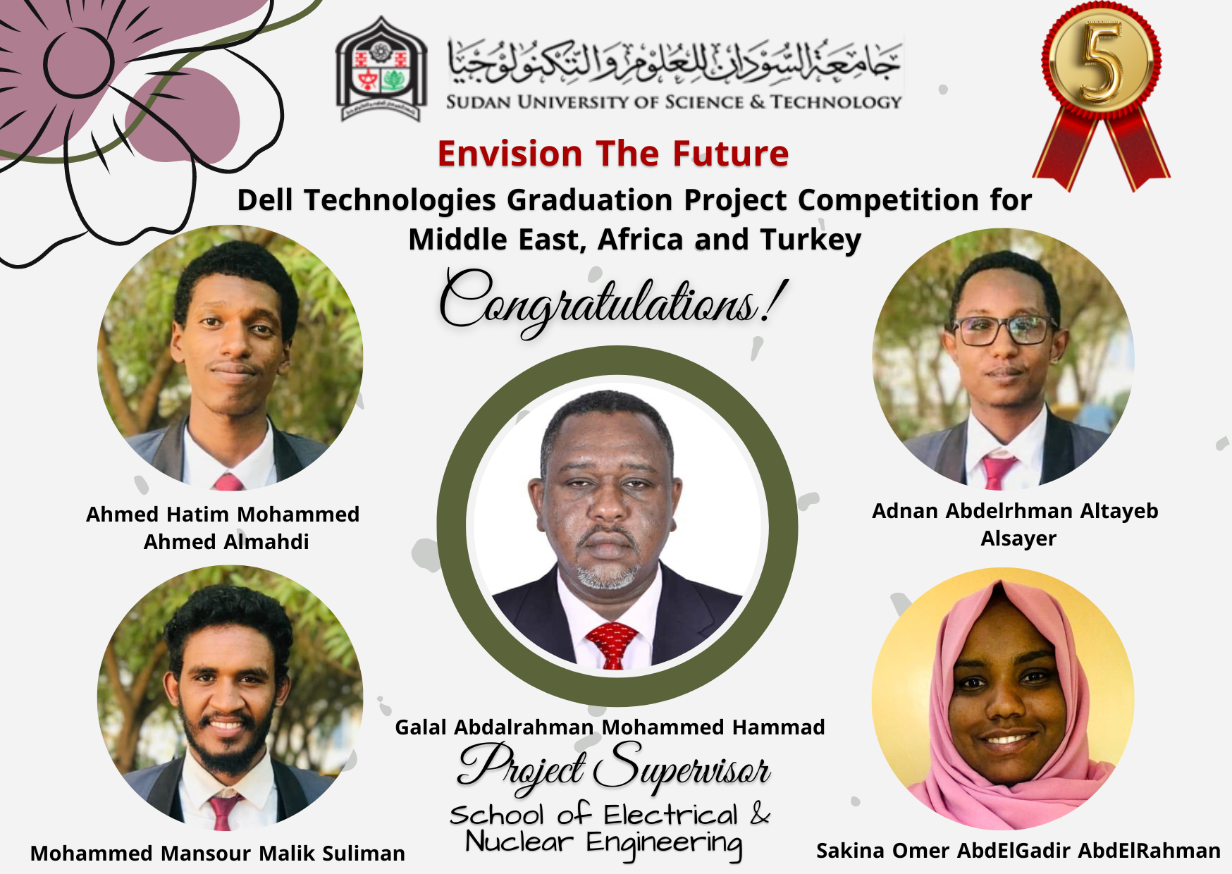 جامعة السودان تكرم خريجيها المشاركين في مسابقة (ديل العالمية للمشاريع العلمية) وفوزهم بالمركز الخامس